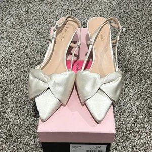Kate Spade - Marseille Dress Pumps - 2 1/4” Kitten Heel - Ivory Satin - Size 8.5
